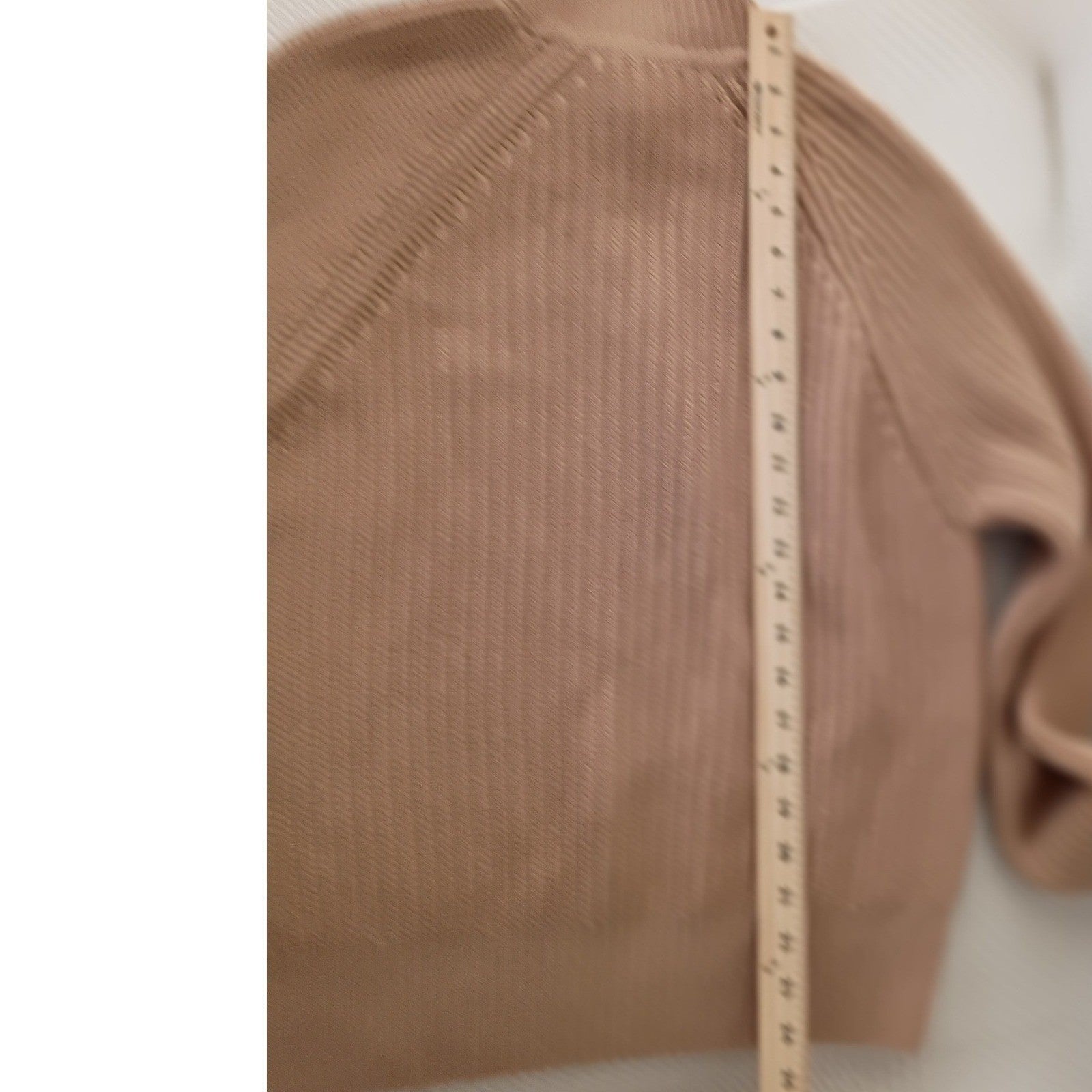 Tommy Hilfiger Elegant Camel Mock Neck Sweater 82% Lana Wool Ribbed Knit S Cozy