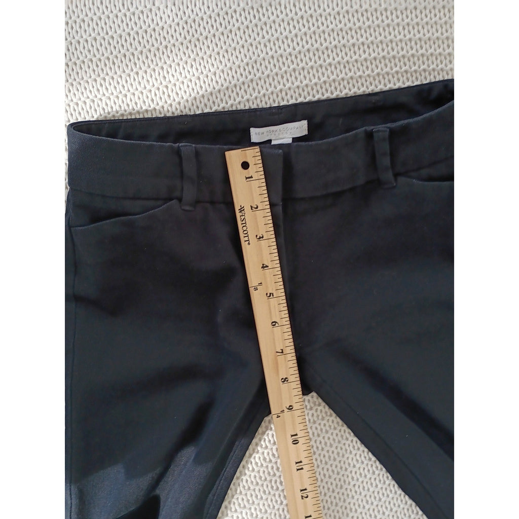 New York & Company Black Ankle Pants Slim Fit Career Trousers Stretch 0 Waist 26