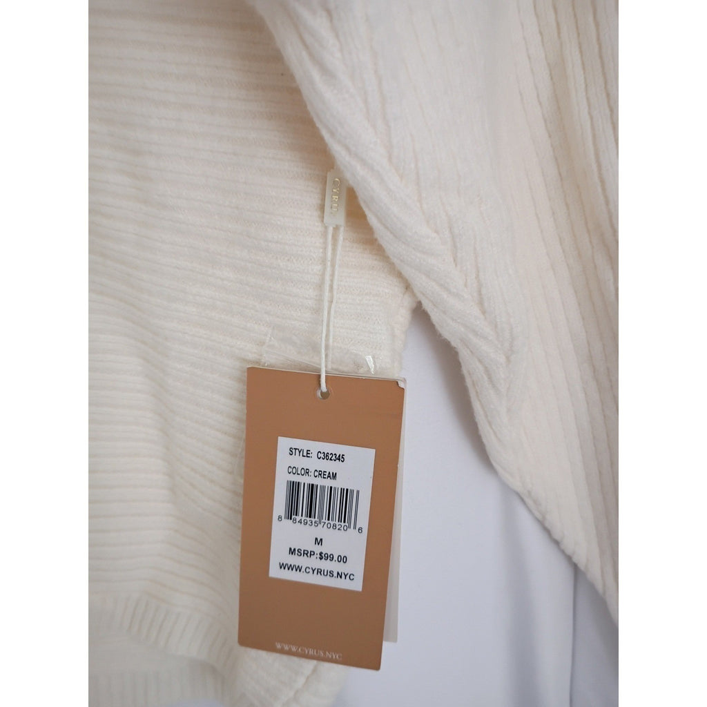 Cyrus Elegant Cream Ribbed Turtleneck Sweater Womens M Soft Knit MSRP 99.00