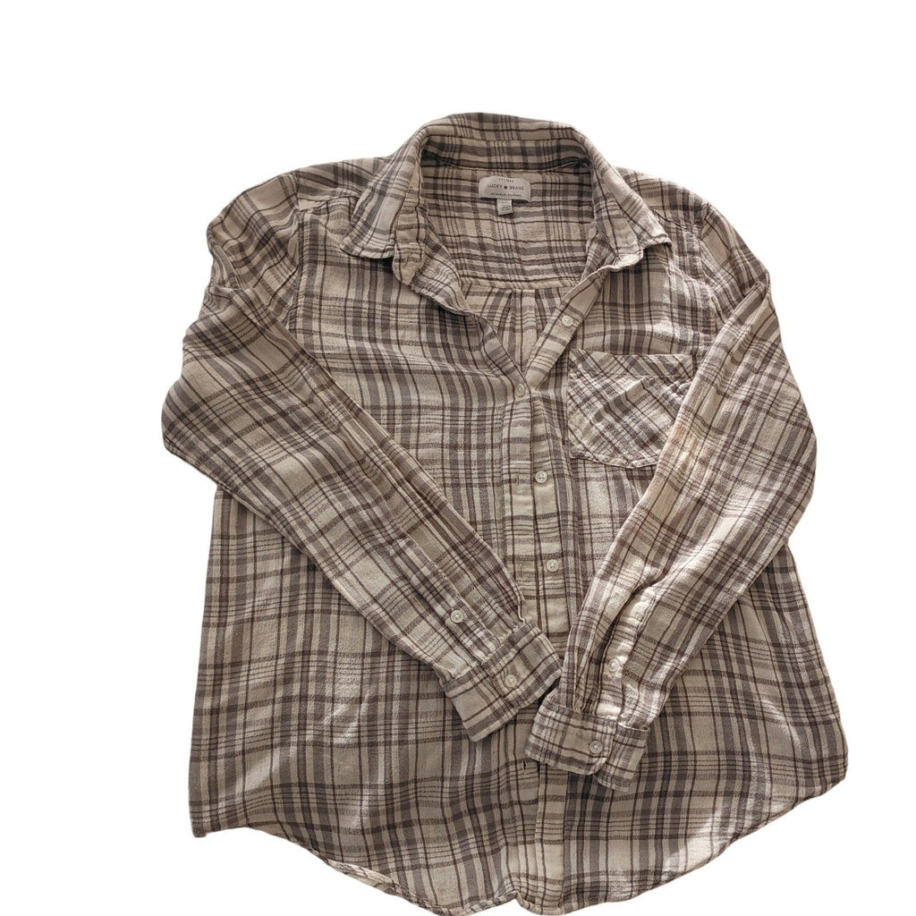 Lucky Brand Plaid Button Down Shirt S Long Sleeve Cotton Vintage Y2K