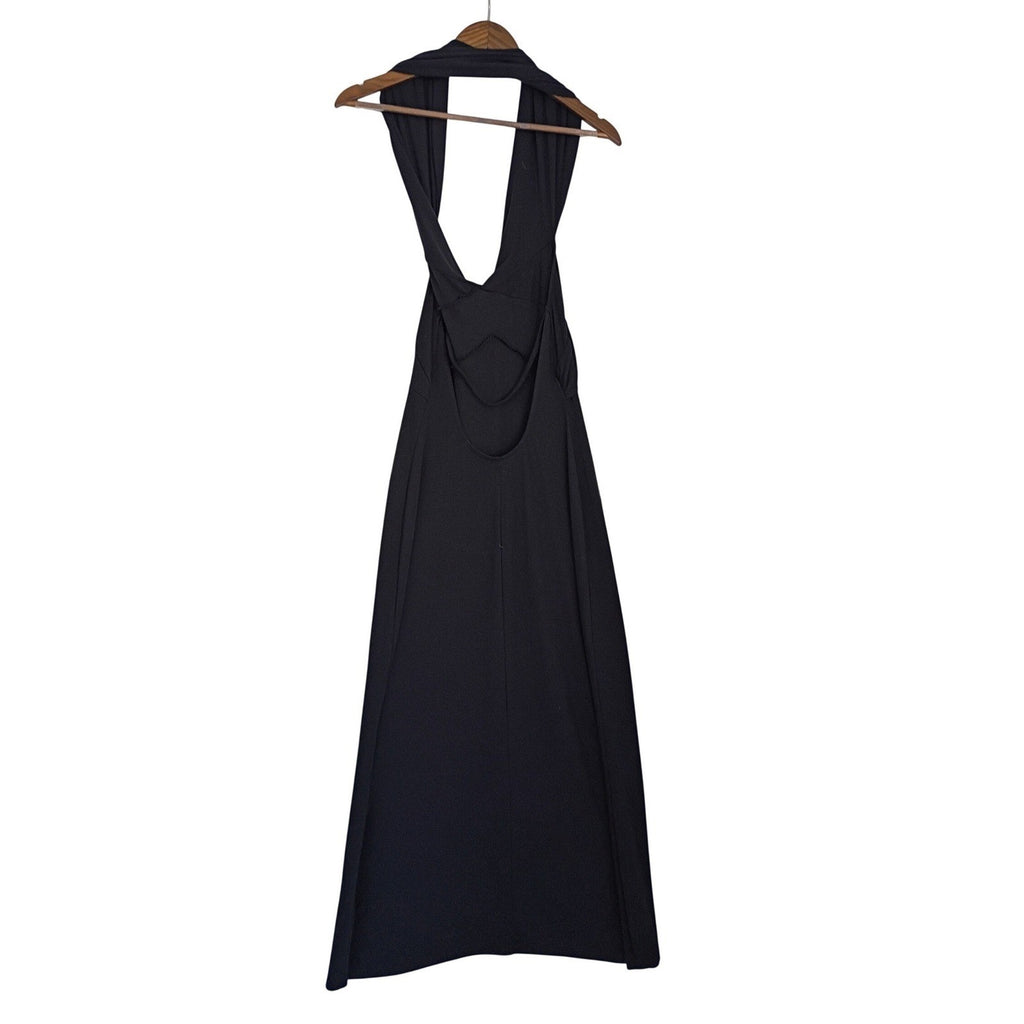 Que Fora Dem Dechets Black Halter Maxi Dress S Sleek Sophisticated Evening