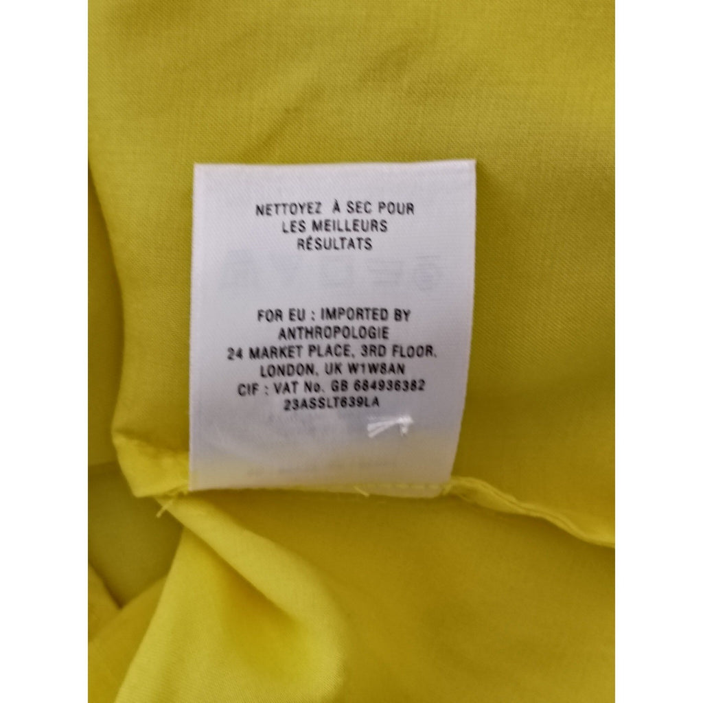 Maeve Anthropologie Citron Yellow Pleated Button Sleeve Rayon Blouse Fits S/M