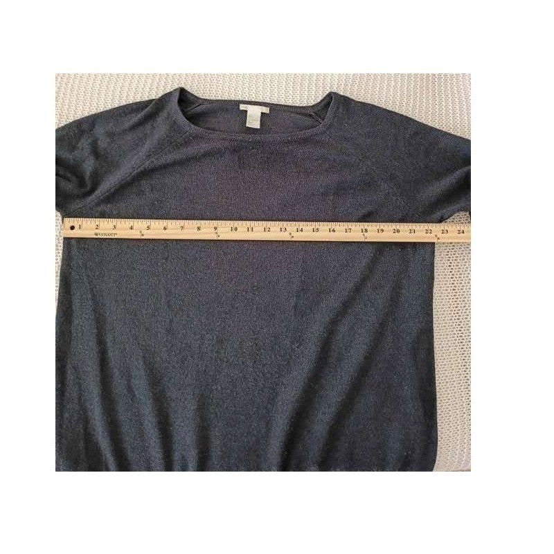 H&M Basic Super Cozy Large Charcoal Grey Wool Blend Crew Neck Knit Sweater