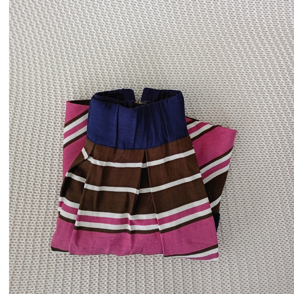 Maeve Anthropologie Striped Mini Skirt Pink Brown Navy Blue Fits S Elastic Waist
