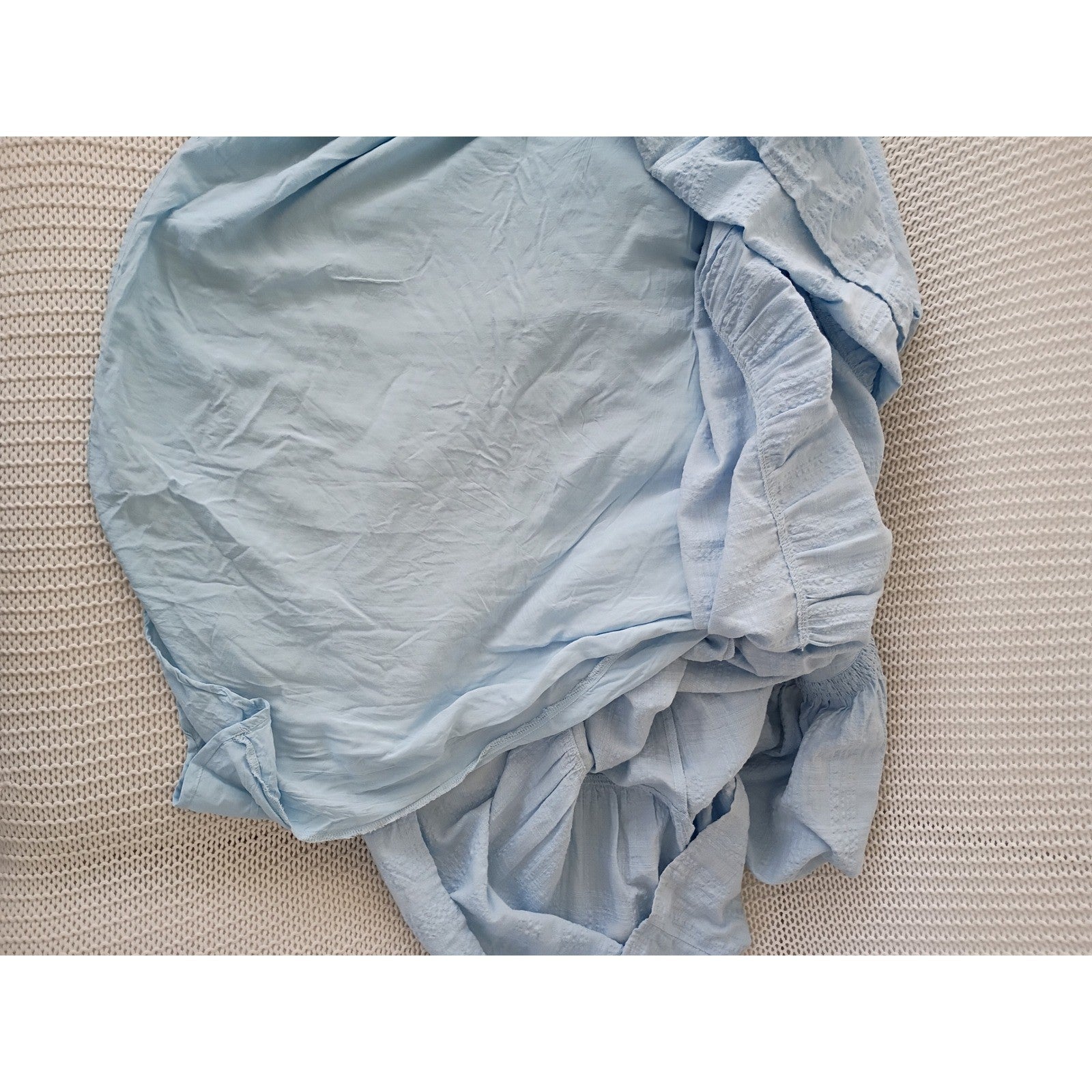 Market & Spruce Light Blue Tiered Maxi Dress XL V-Neck Flutter Sleeve Cotton Bld