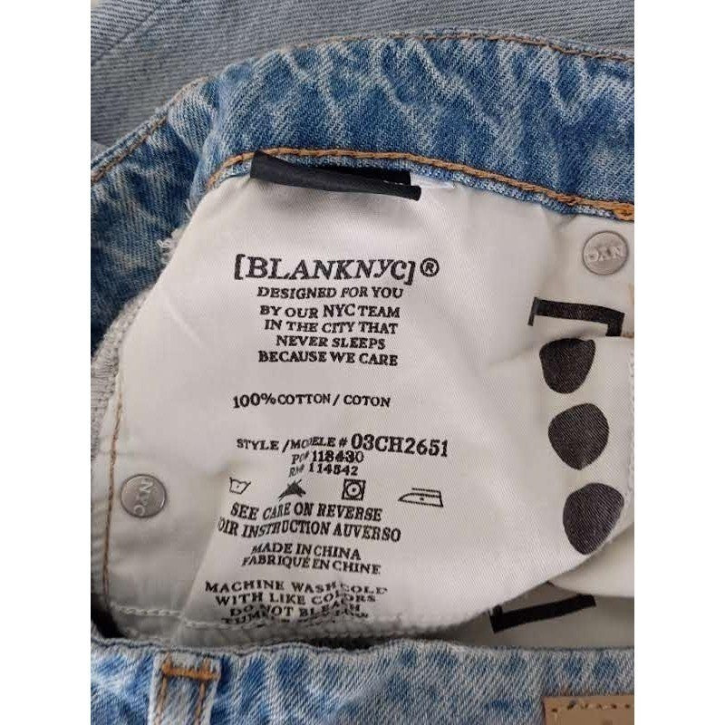 BlankNYC Jean 26x33 Tall High Rise Cooper Long Slim Straight Light Wash SideSlit