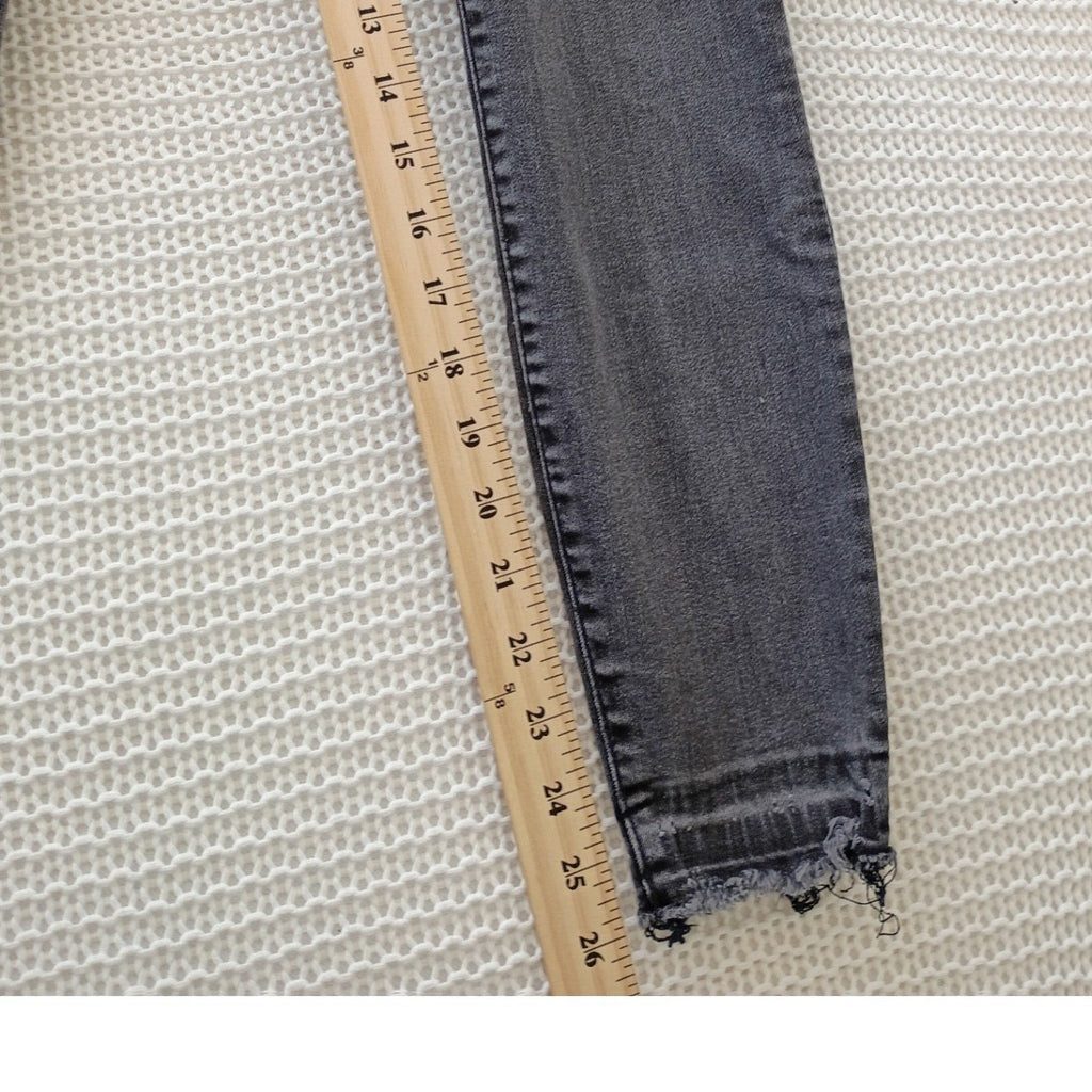 GAP Legging High Rise Button Fly Raw Hem Faded Black Jeans 4R 27x28 Stretch