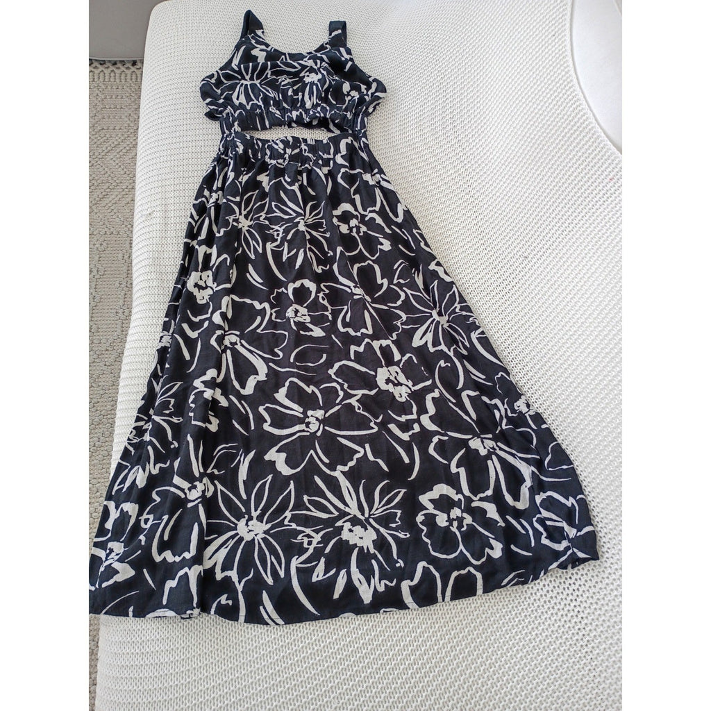 ASOS DESIGN Tall Black White Floral Cutout Maxi Dress Fits S Slveless Summer