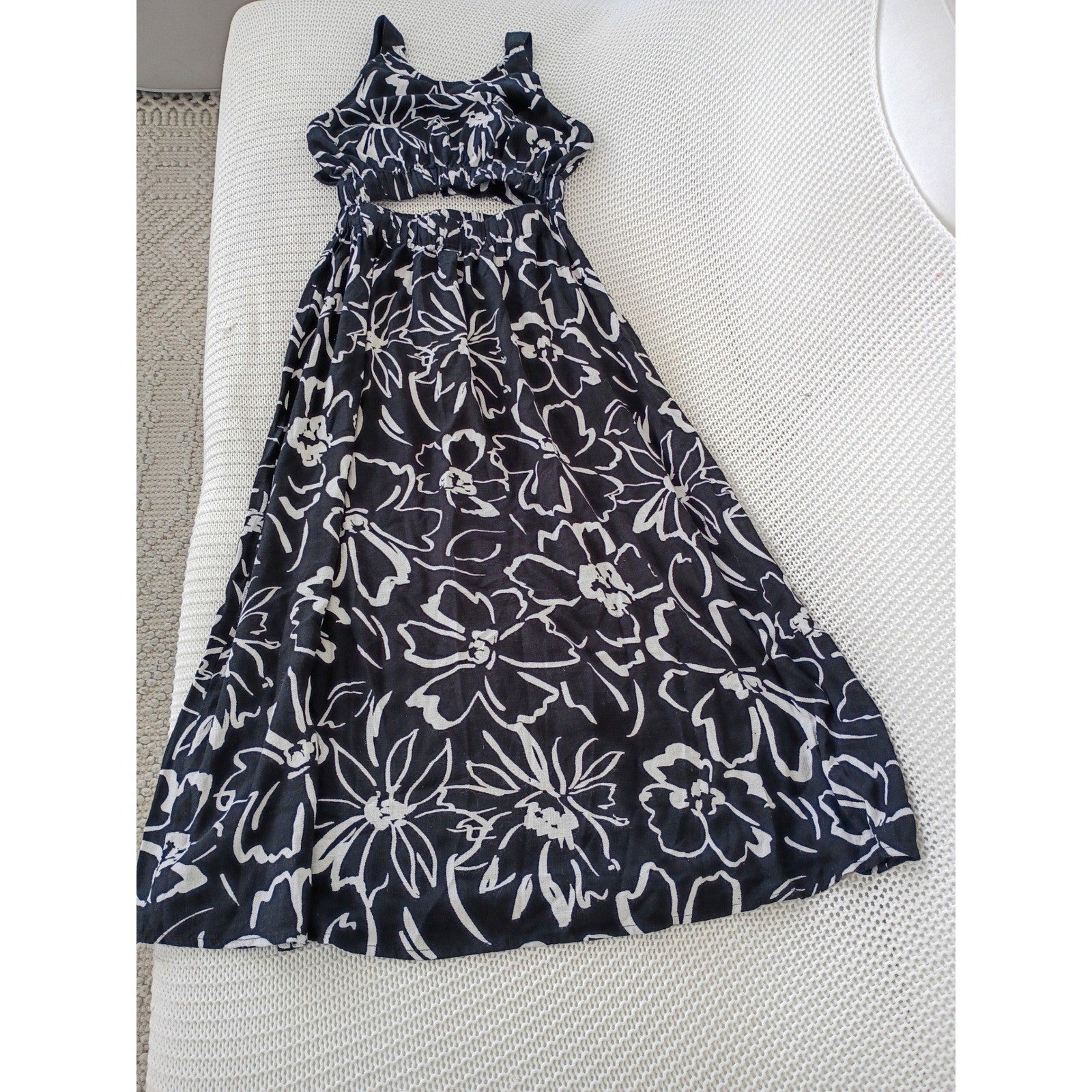 ASOS DESIGN Tall Black White Floral Cutout Maxi Dress Fits S Slveless Summer