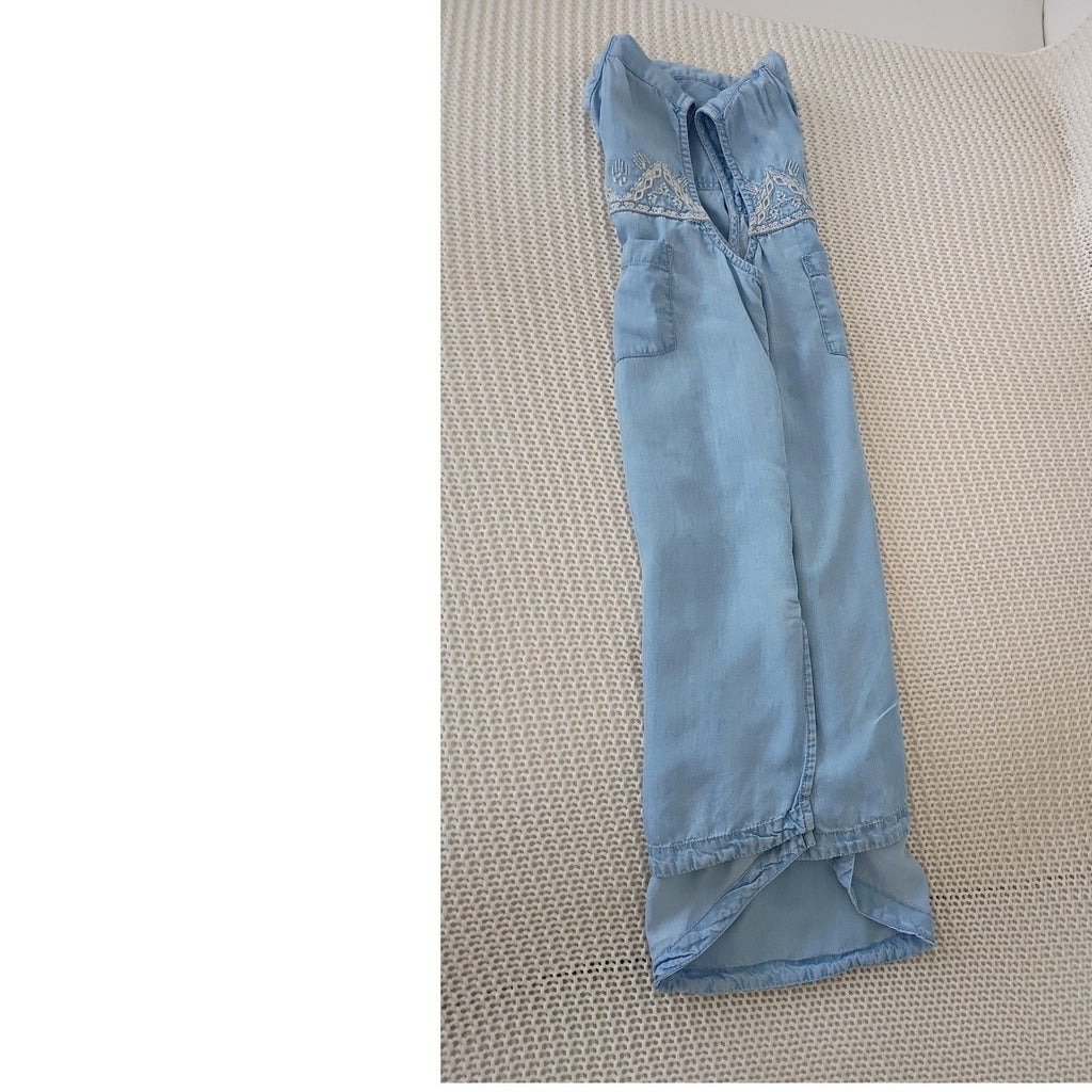 American Rag Cie Light Blue Chambray Embroidered Tunic Shirt Size Small