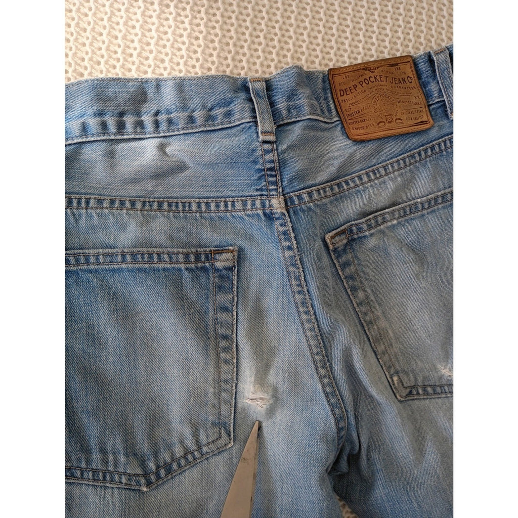 VTG Deep Pocket Jean Co USA Kentucky Straight Leg Jeans Light Wash Button Fly 29