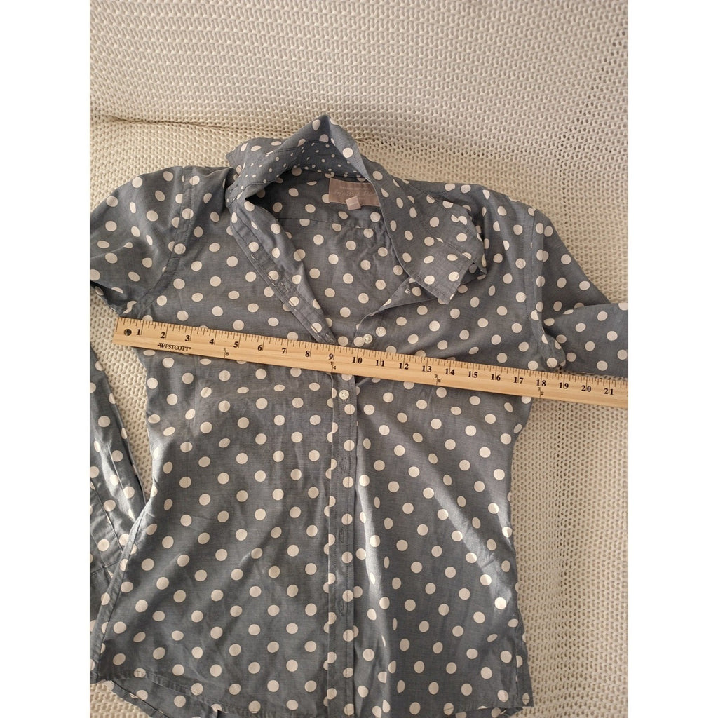 Banana Republic Soft Wash Shirt Polka Dot Grey White Button Down Classic Fits S
