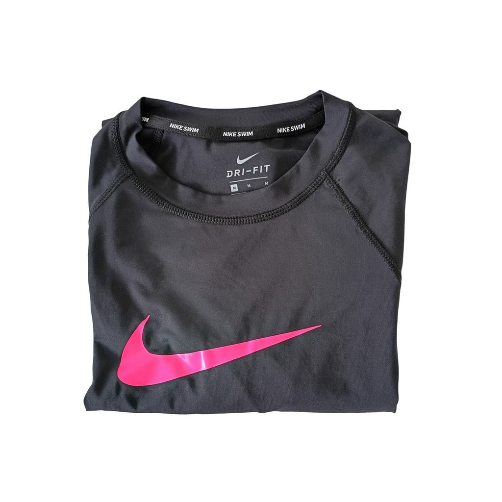 Nike Swim Rash Guard Top Youth M Women S Gray Pink Swoosh Lg Sleeve Dri Fit LS