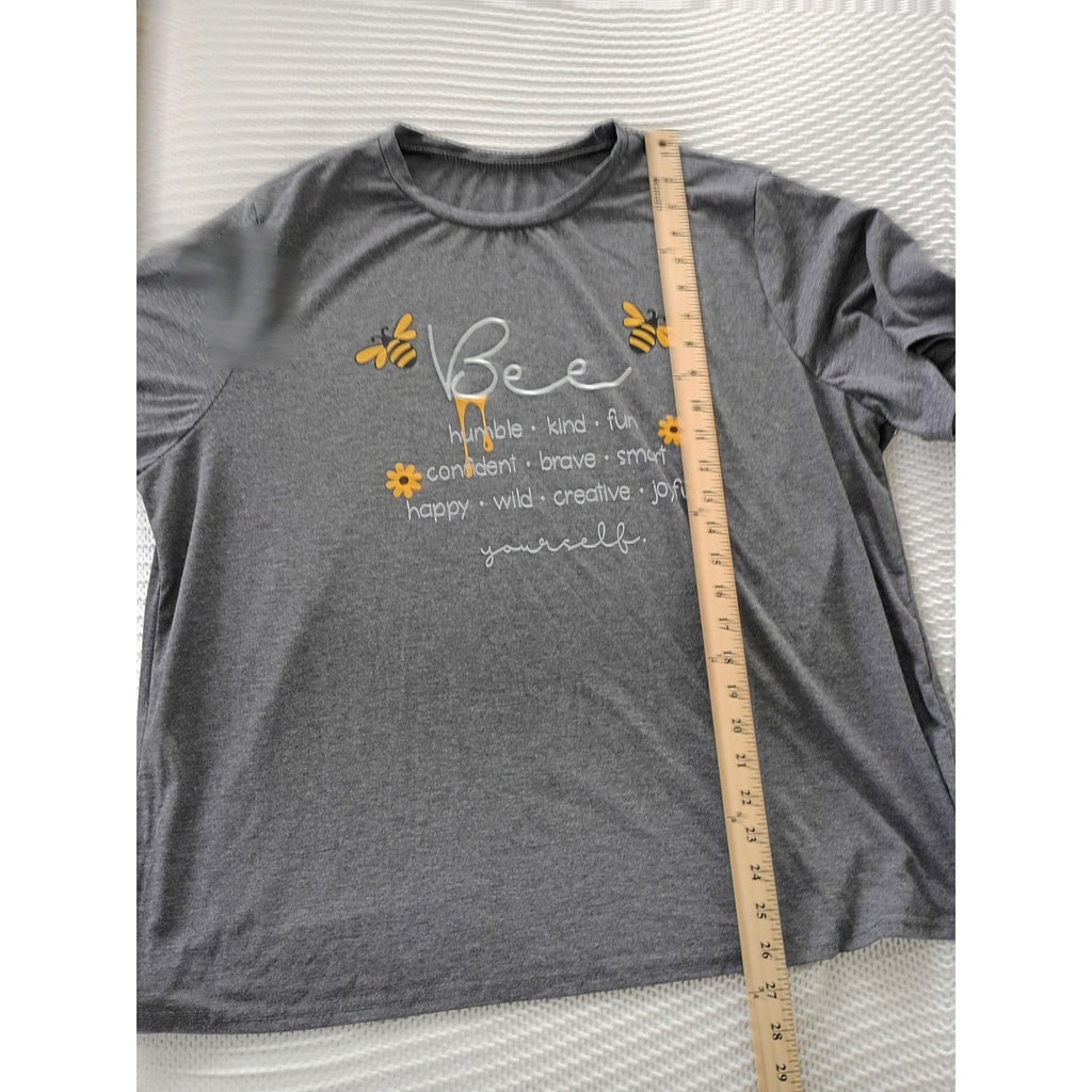 Plus Size Bee Yourself Graphic Tee Heather Gray Positive Quote T-Shirt Curve 3XL
