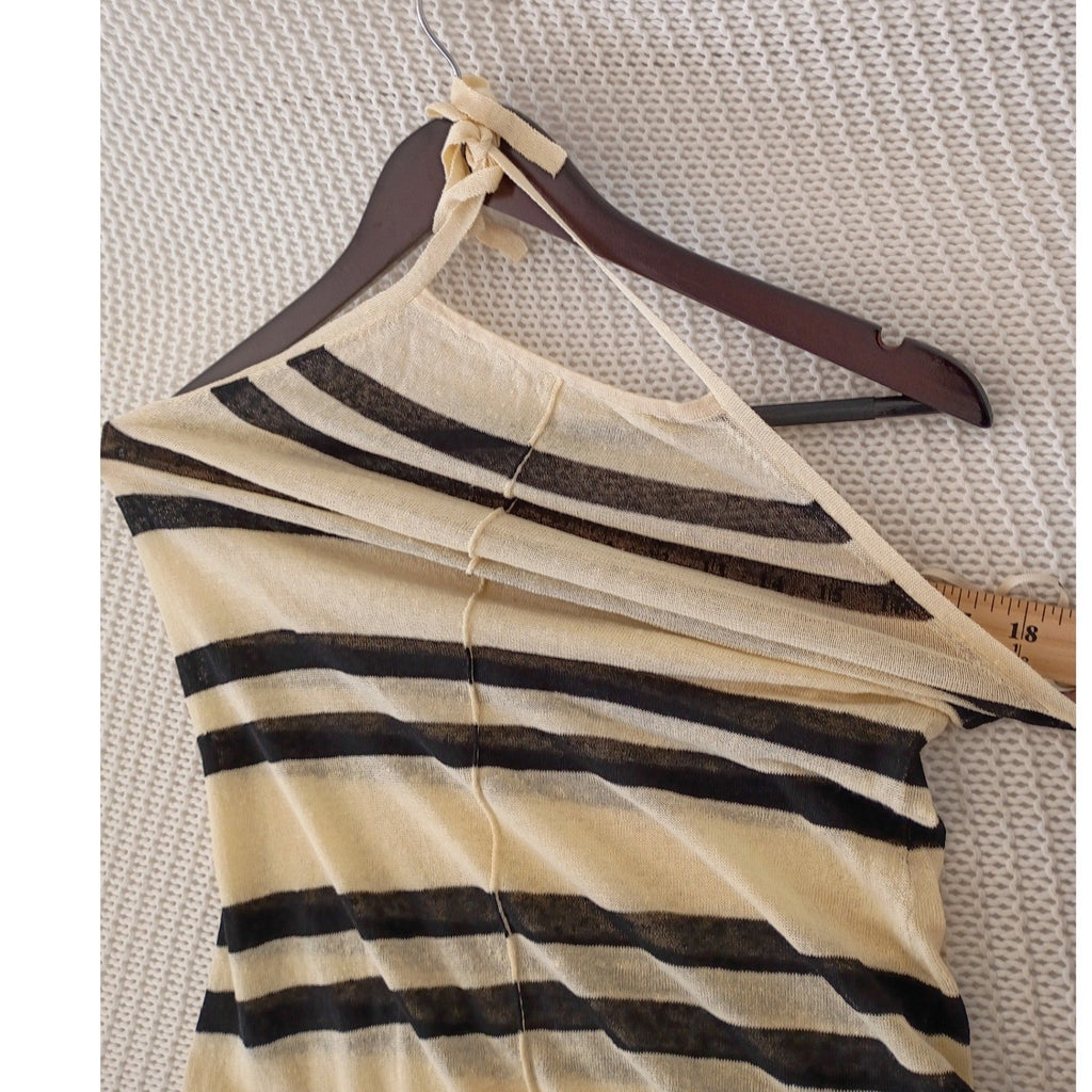 Zulu & Zephyr Striped Organic Linen Halter Maxi Dress Fits S NWOT $230 Coastal