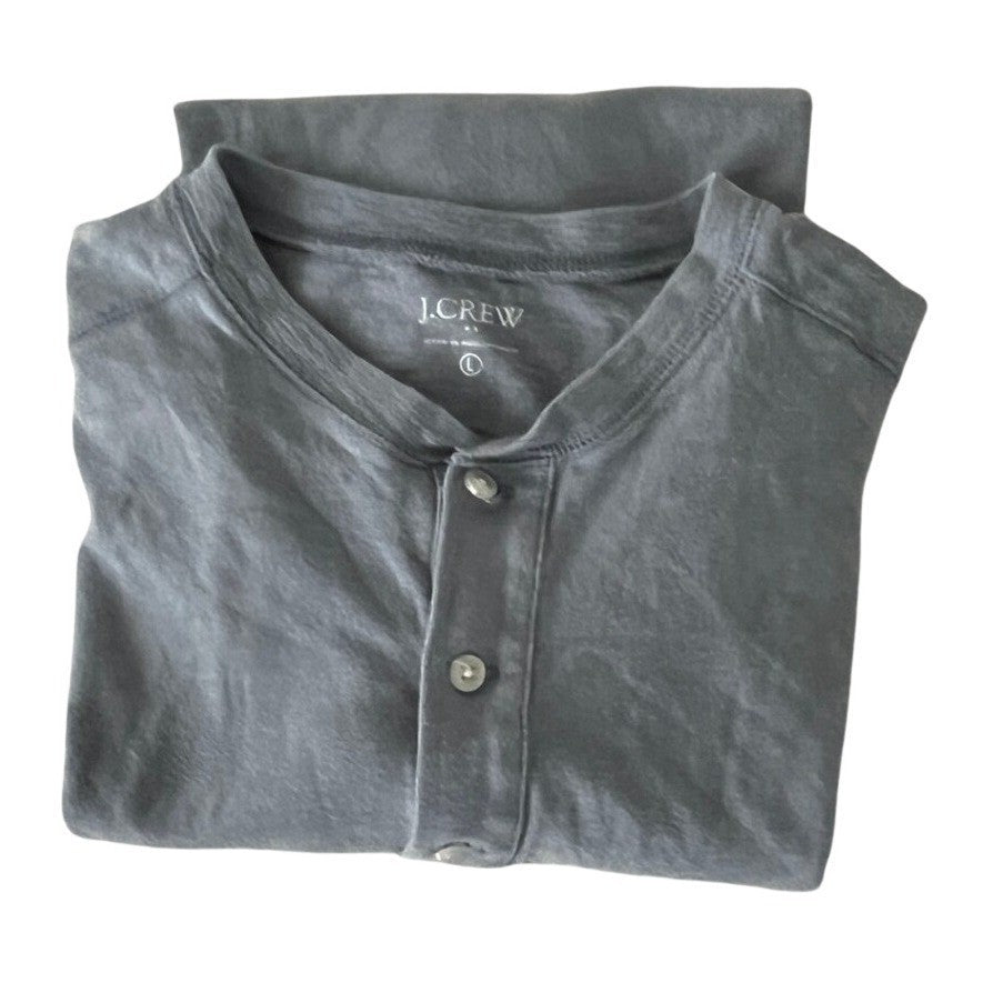 J Crew Long Sleeve Gray Henley Shirt Men's Size Large Button Up Casual Comfort
