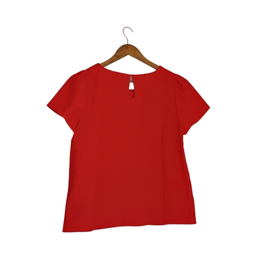 J.Crew NWT Red Short Sleeve Blouse Keyhole Back Top M Classic Minimalist $70