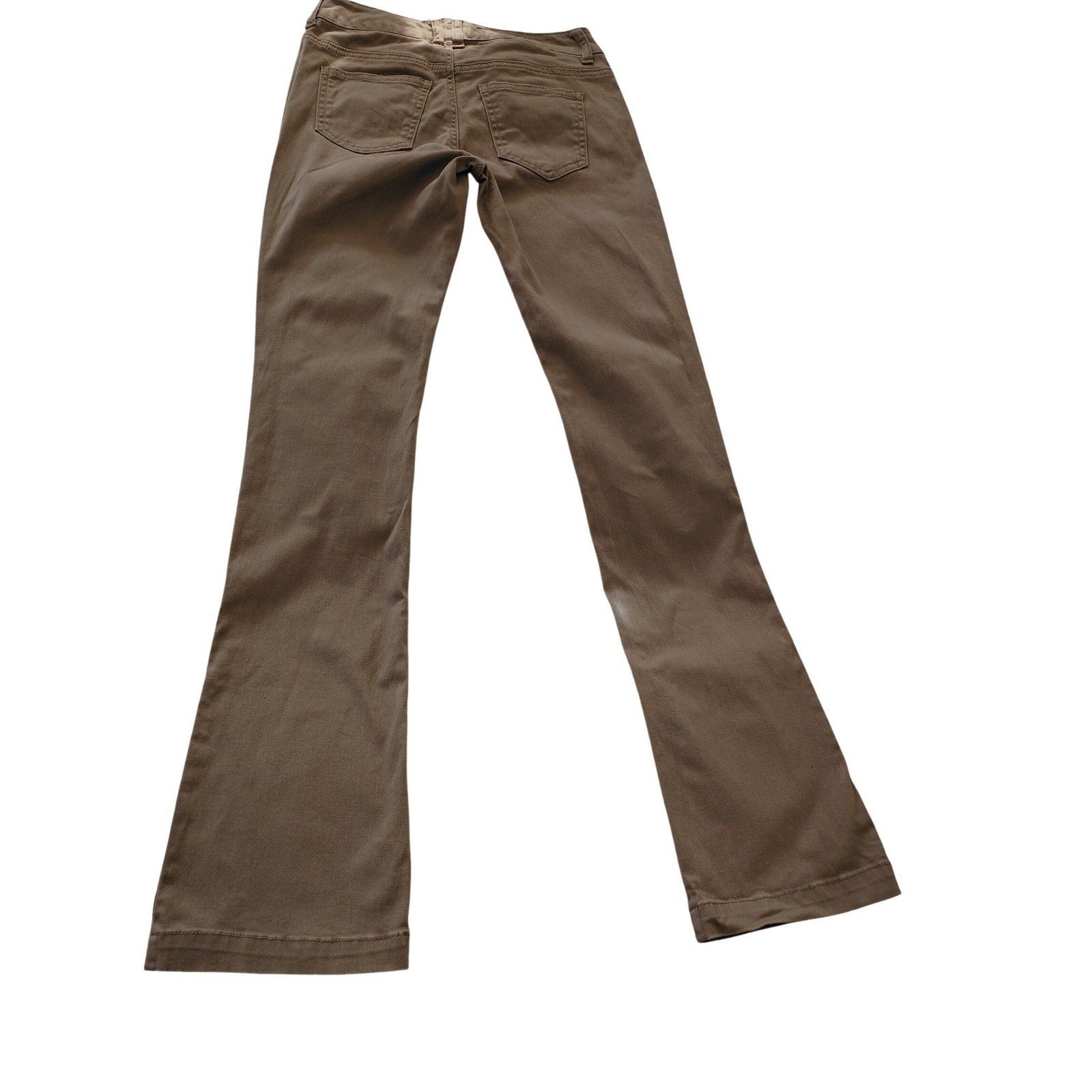 Bebop Womens Khaki Flare Leg Pants Tan Mid Rise Bootcut Trousers Size 7
