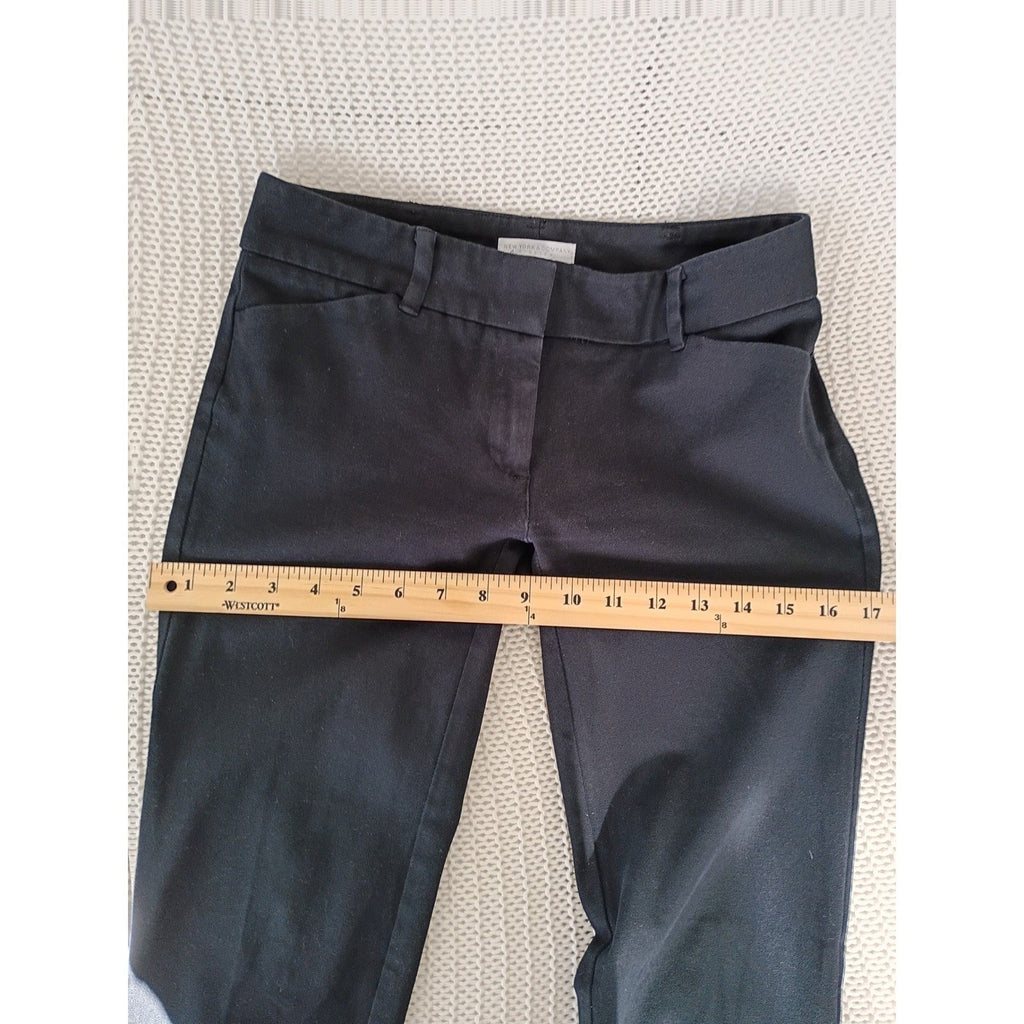New York & Company Black Ankle Pants Slim Fit Career Trousers Stretch 0 Waist 26