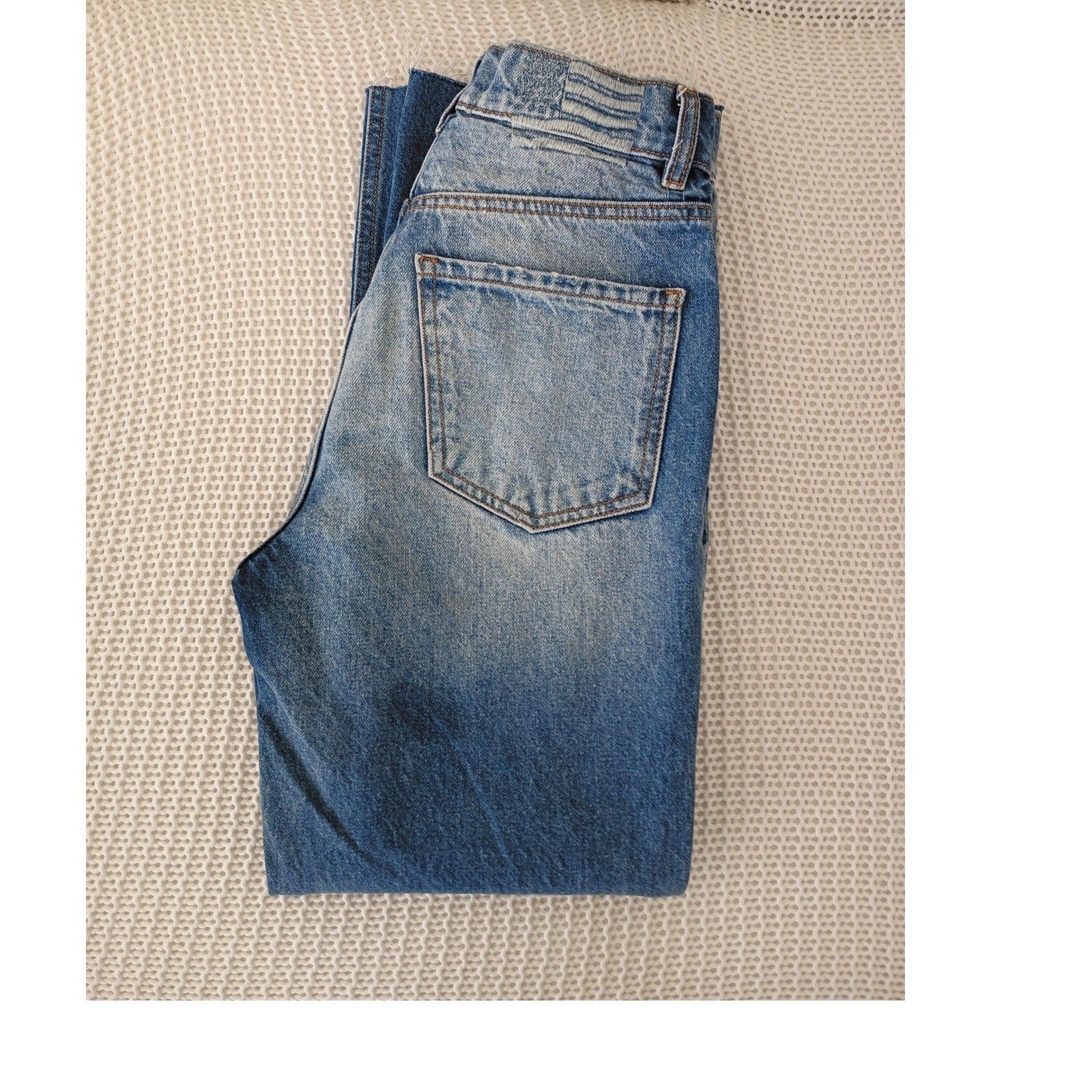 Revice LA High Rise Straight Leg Jeans 90s Rigid Denim Distressed 25x26