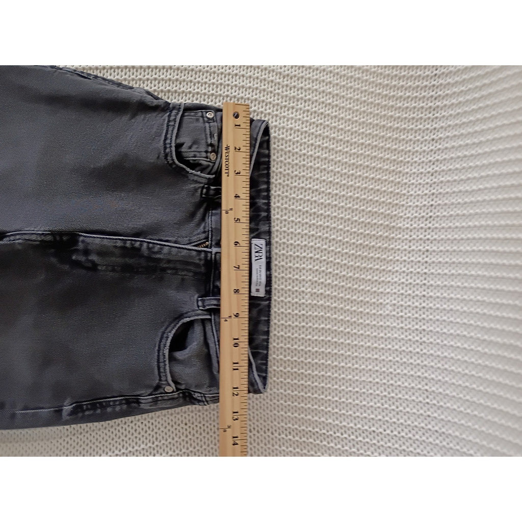 ZARA High Waisted Skinny Jeans Faded Black Denim 2 US 24x27 Sculpting