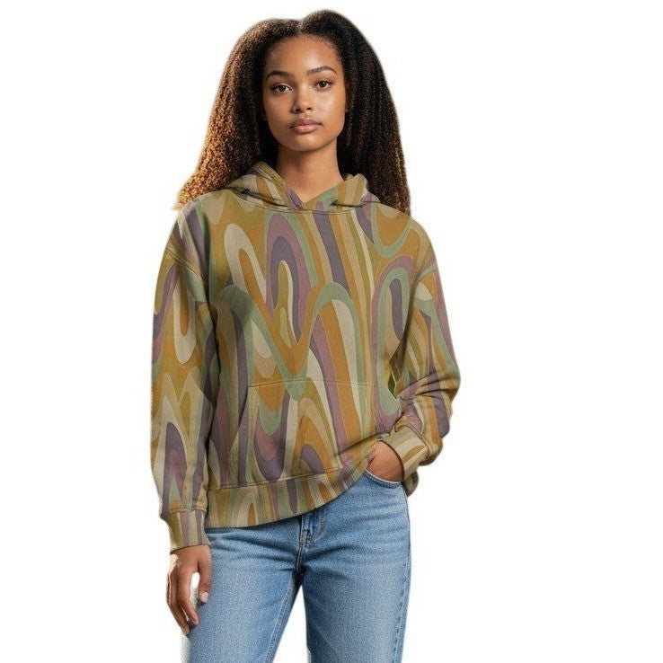 ZARA Retro -100% Cotton Swirl Print Hoodie Sweatshirt  Multi Color Size Medium