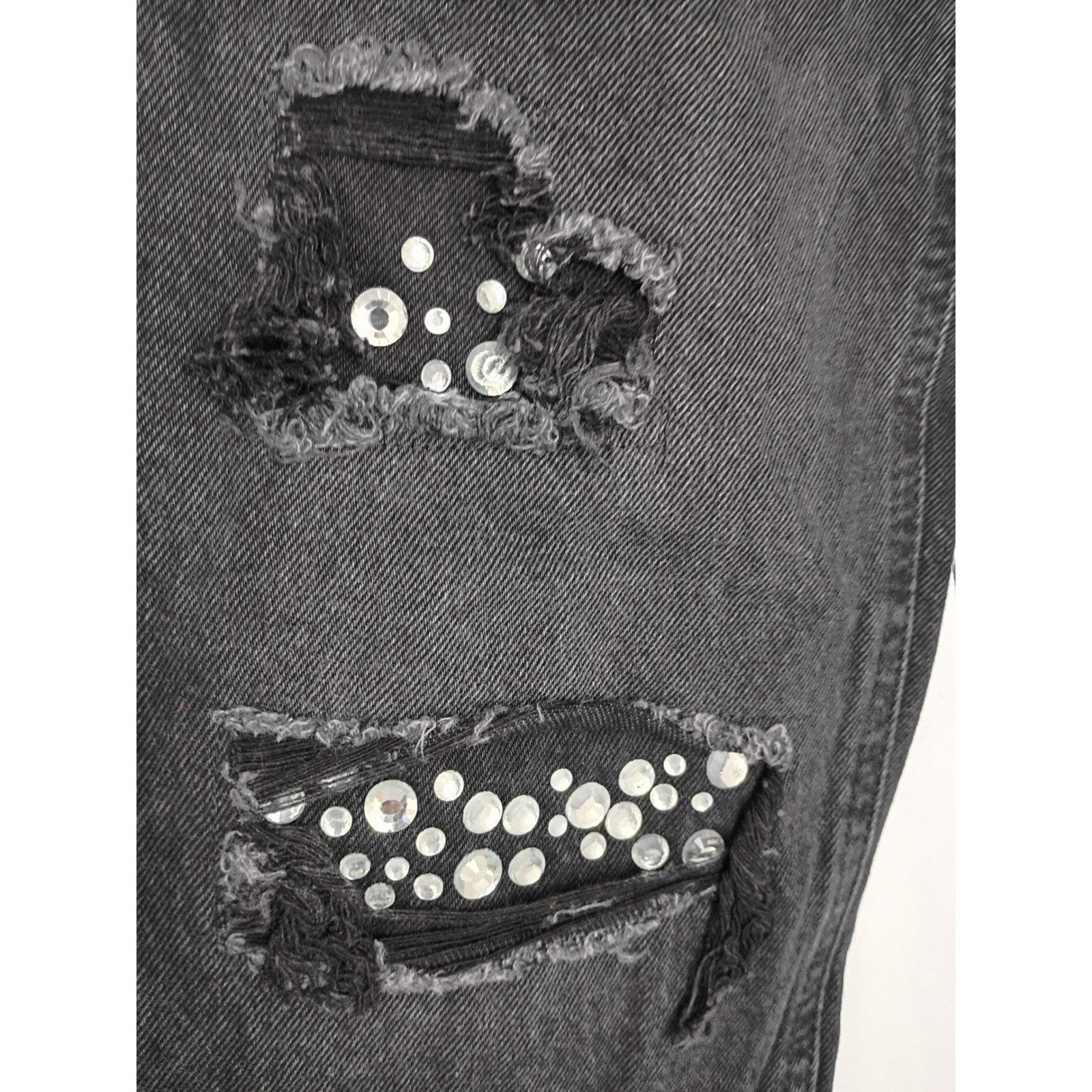 Banjara NWT Y2K Studded Embellished Distressed Raw Hem Jeans 27x28 Rocker Chic