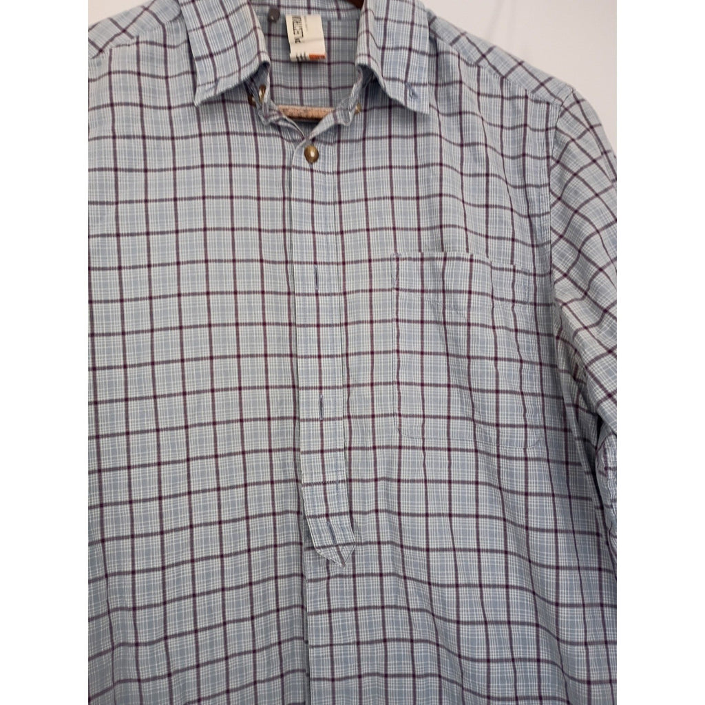 Plectrum by Renèe Cifelli Windowpane Check Shirt Blue Cotton Classic Casual S