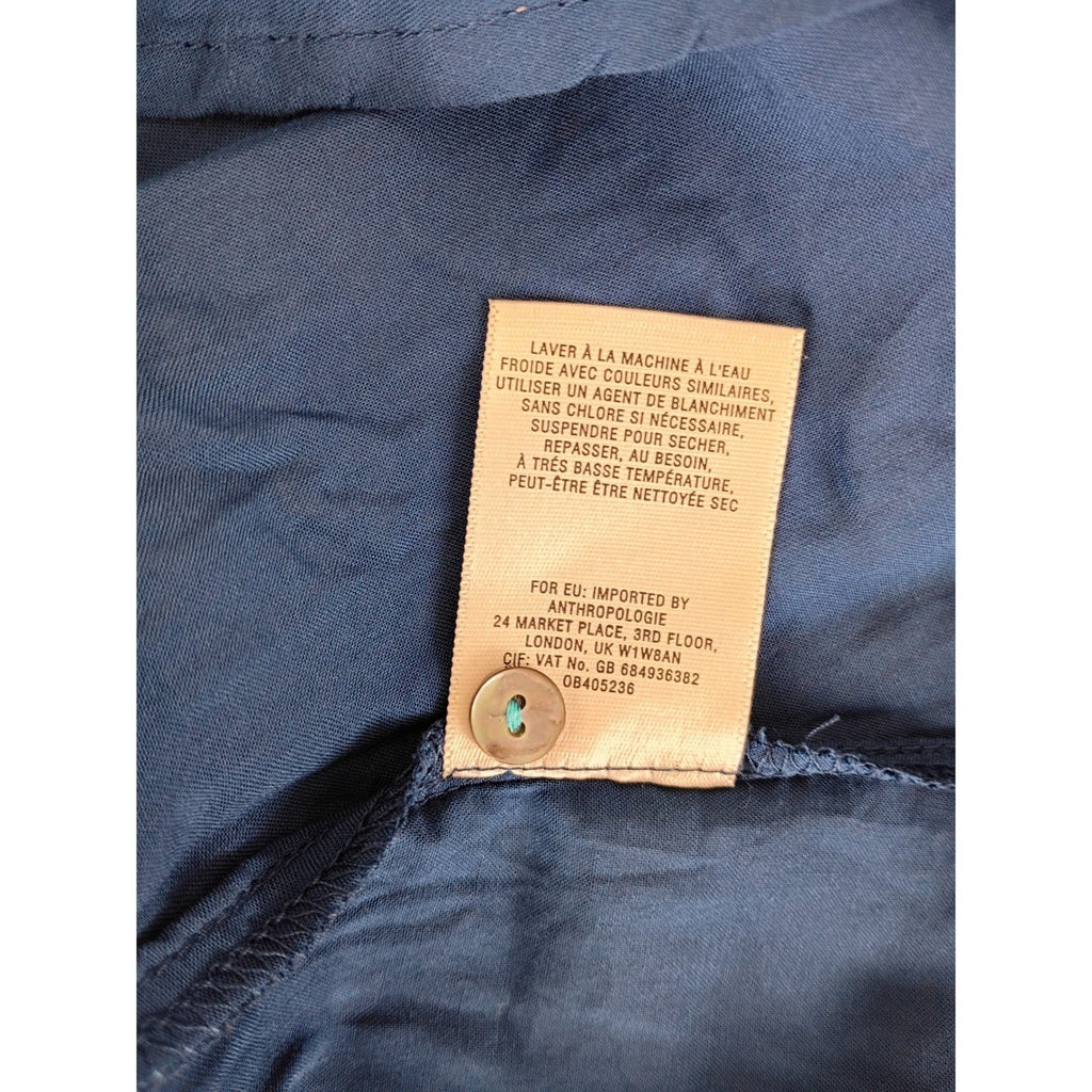 Maeve Anthropologie Teal Blue Peplum Blouse Split Neck Rayon Top Fits S Boho $88