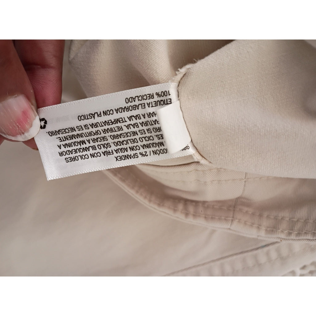 A New Day Womens Cargo Pants Cream Stretch Elasticized Sz 8 W28x26