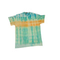 Blue Green Orange Tie Dye T-Shirt Vertical Stripe Cotton Tee Mens Fits S