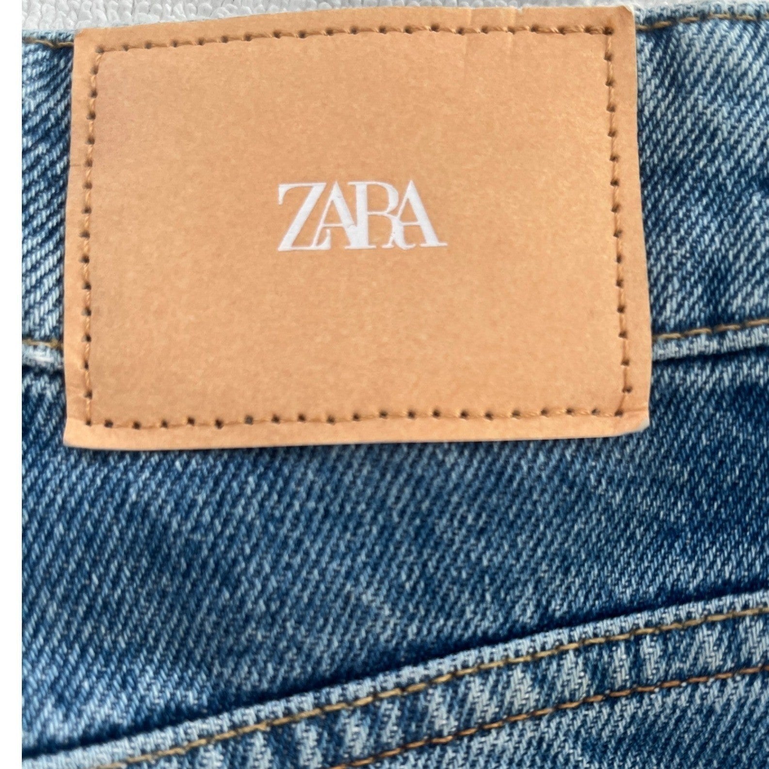ZARA High Waist Straight Leg Distressed Blue Jeans 2 26x33 Tall 90s Grunge Y2K