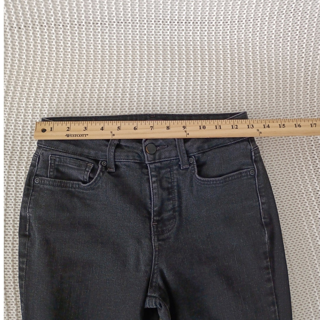 NYDJ Marilyn Straight Leg Jeans Faded Black Lift Tuck Technology 26x28 High Rise