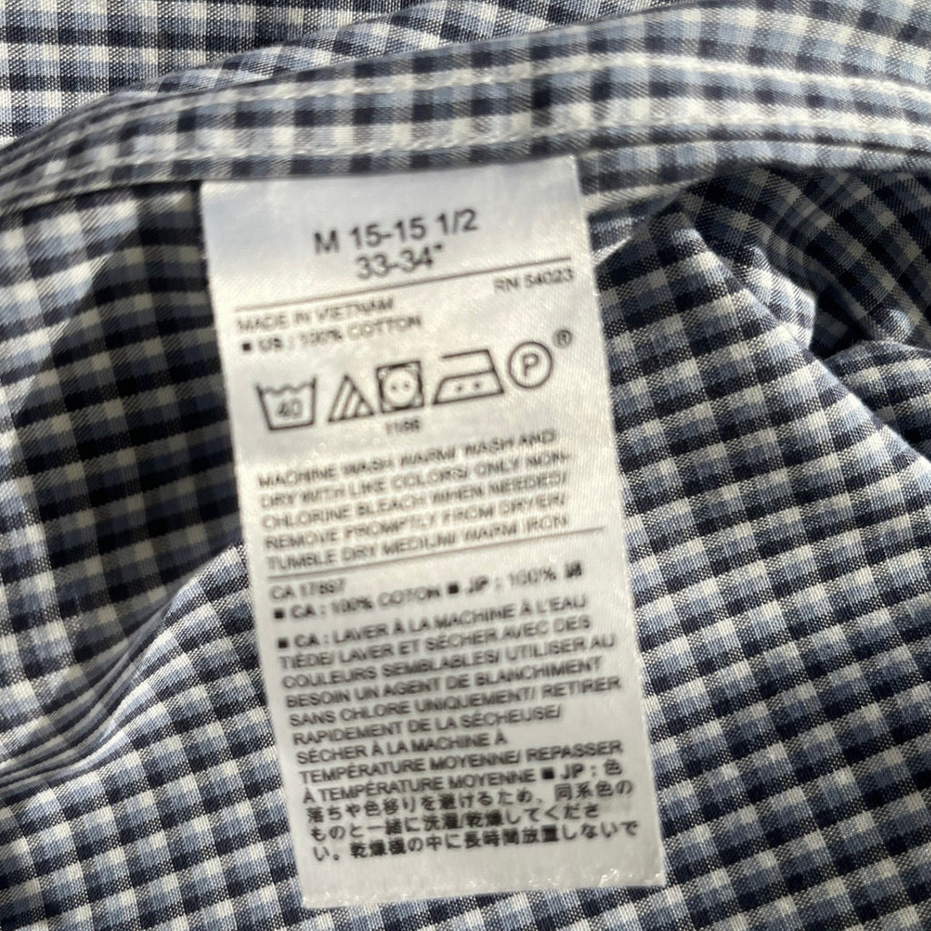 Banana Republic Untucked Fit Gingham Shirt M 100% Cotton Non-Iron Button Down