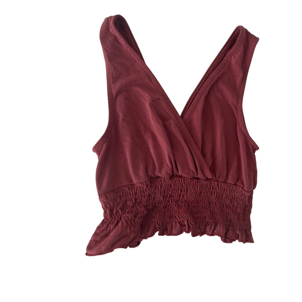 Urban Outfitters Rust Red Ruched Halter Neck Tank Top XS Y2K Aesthetic Retro