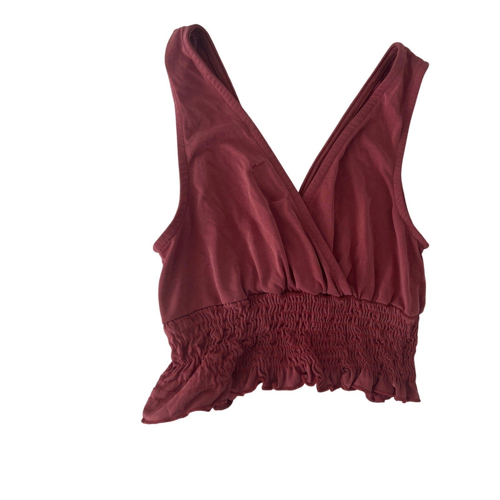 Urban Outfitters Rust Red Ruched Halter Neck Tank Top XS Y2K Aesthetic Retro