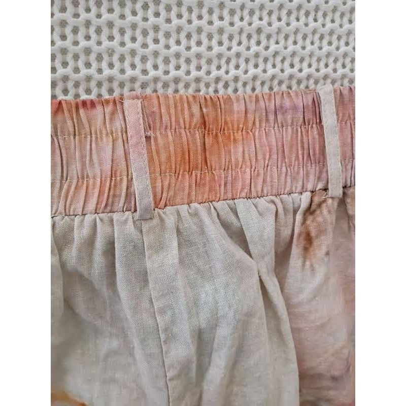 Rachel Zoe NWT Linen Blend Wide Leg Tropical Palm Tree Print Pants Peach Pink