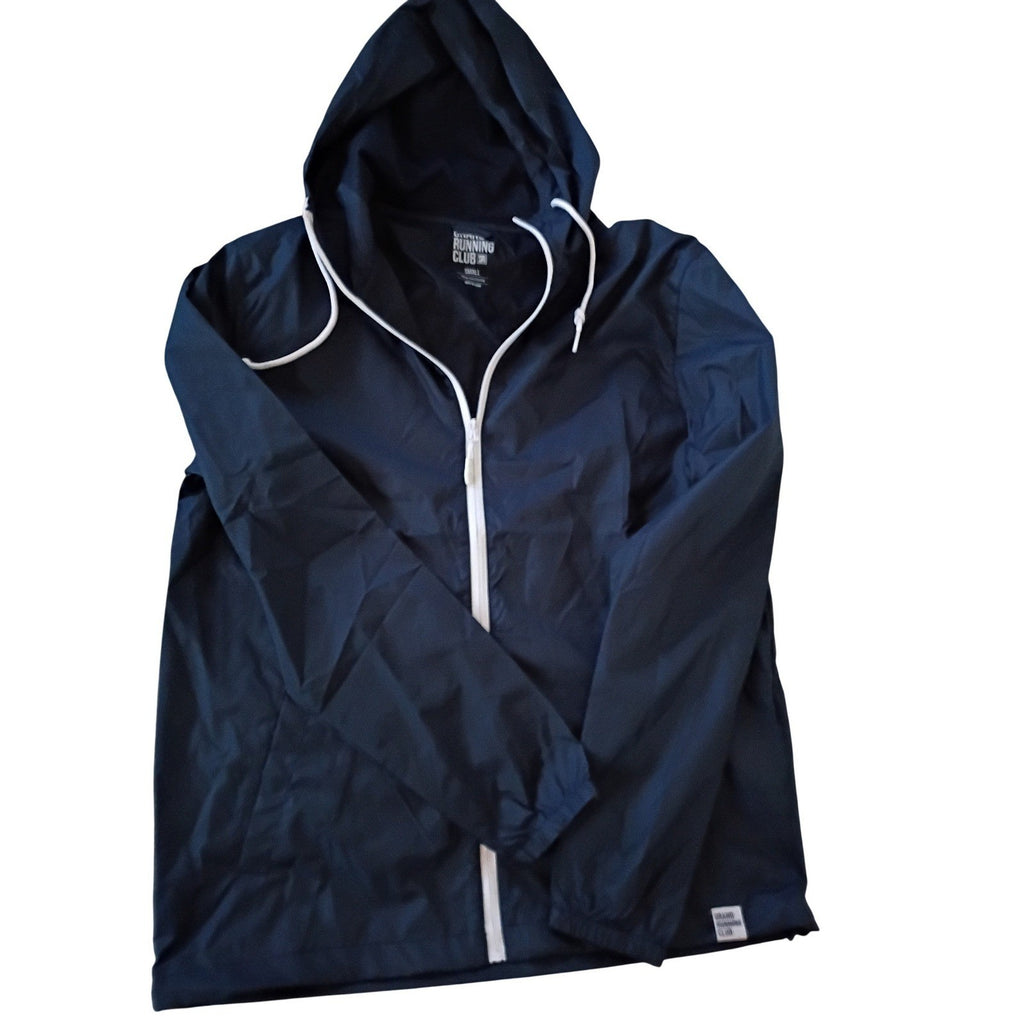 GRAND RUNNING CLUB NWT Navy Blue Lightweight Hooded Windbreaker Jacket