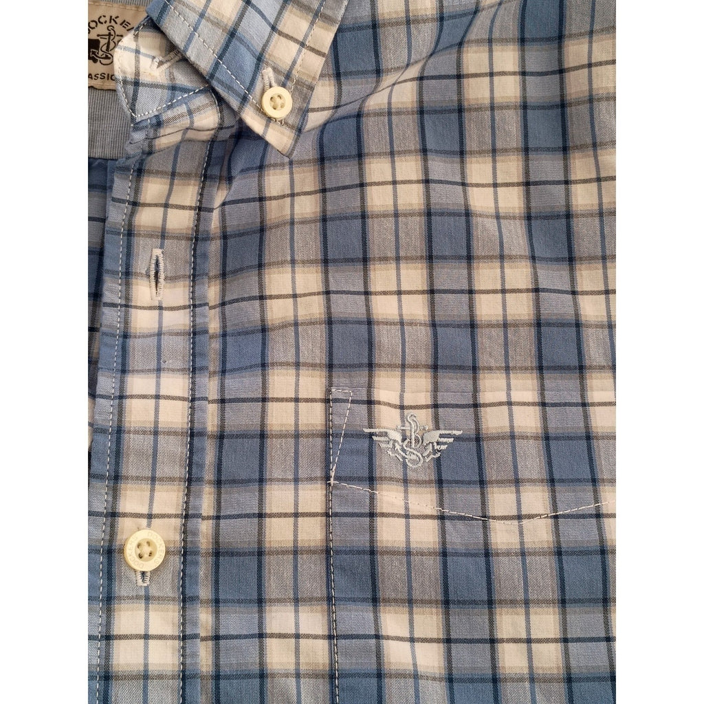 Dockers NWOT Men's Classic Fit Plaid Button Down Shirt Blue White Long Sleeve M
