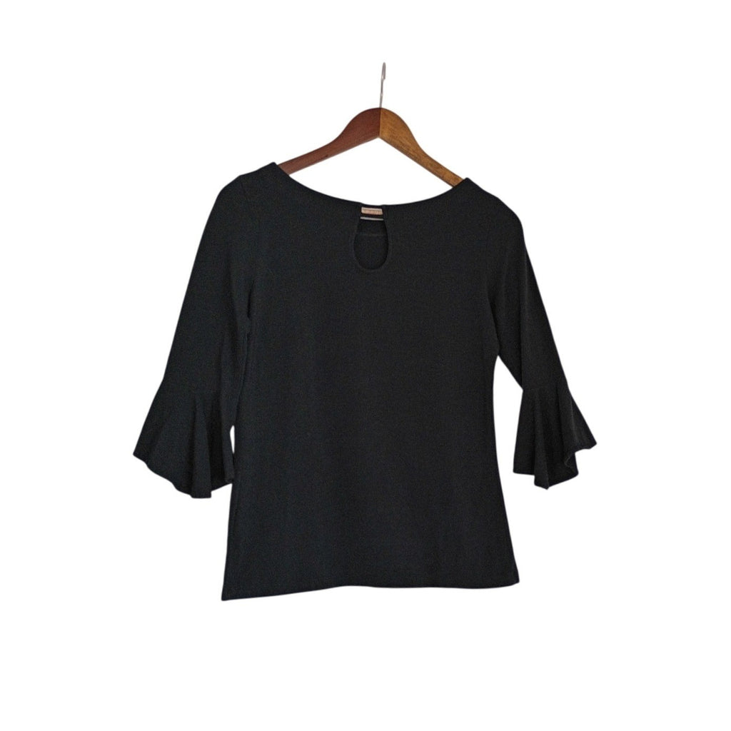 Lilly Pulitzer Black Pima Cotton Modal Bell Sleeve Keyhole Back Top S Made Peru