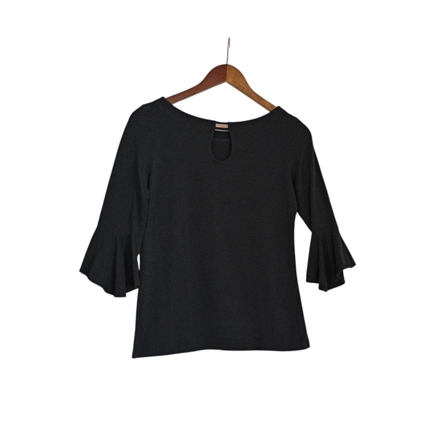 Lilly Pulitzer Black Pima Cotton Modal Bell Sleeve Keyhole Back Top S Made Peru