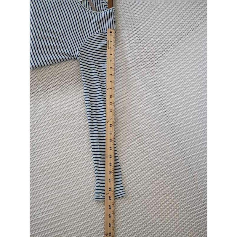 Madewell Coastal Blue White Striped Tee 100% Cotton Scoop Neck Long Sleeve Small