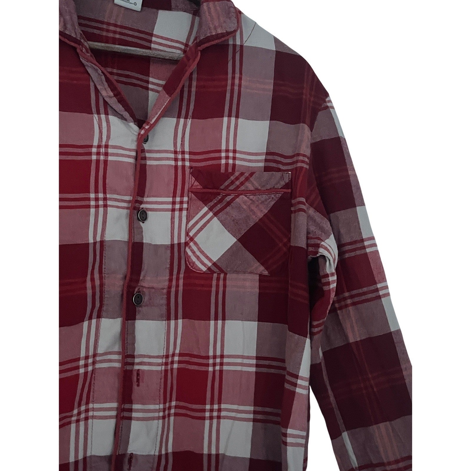 HEARTH & HAND Magnolia Red White Plaid Pajama Shirt Mens S Cotton