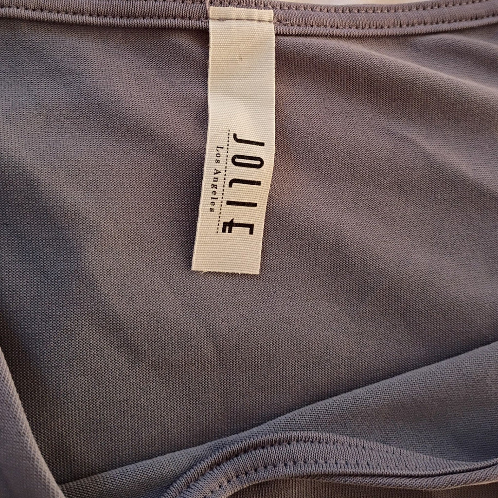 Jolie Gray Slip Midi Dress V Neck Spaghetti Strap Pockets Effortless S