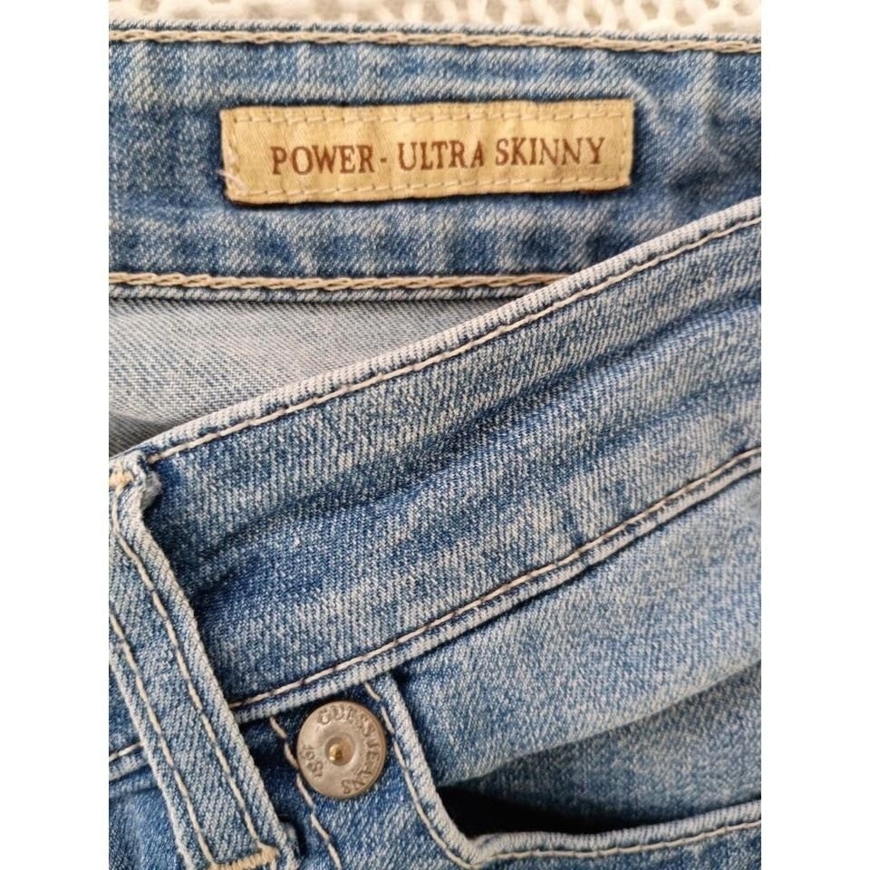 GUESS Power Ultra Skinny Jeans Women 29 Blue Wash Distressed Stretch Denim