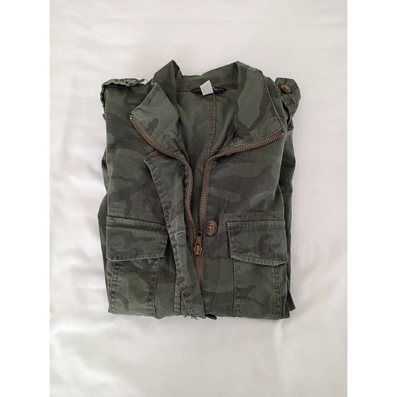 Supplies Camouflage Utility Jacket Military Camo Field Coat Cotton Small P2P 20"