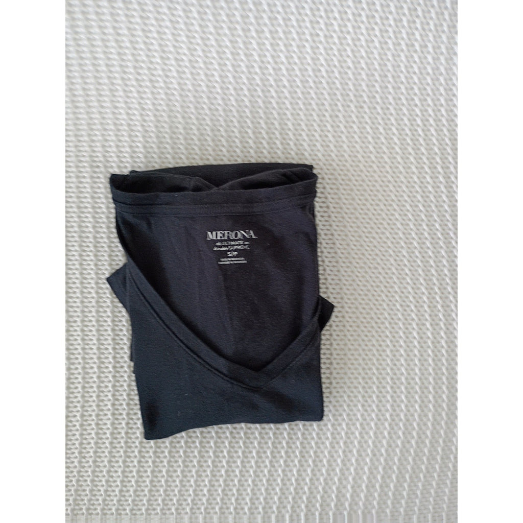 Merona Ultimate Tee S Black 100% Cotton V-Neck Short Sleeve Minimalist Essential