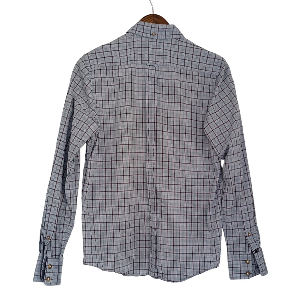 Plectrum by Renèe Cifelli Windowpane Check Shirt Blue Cotton Classic Casual S
