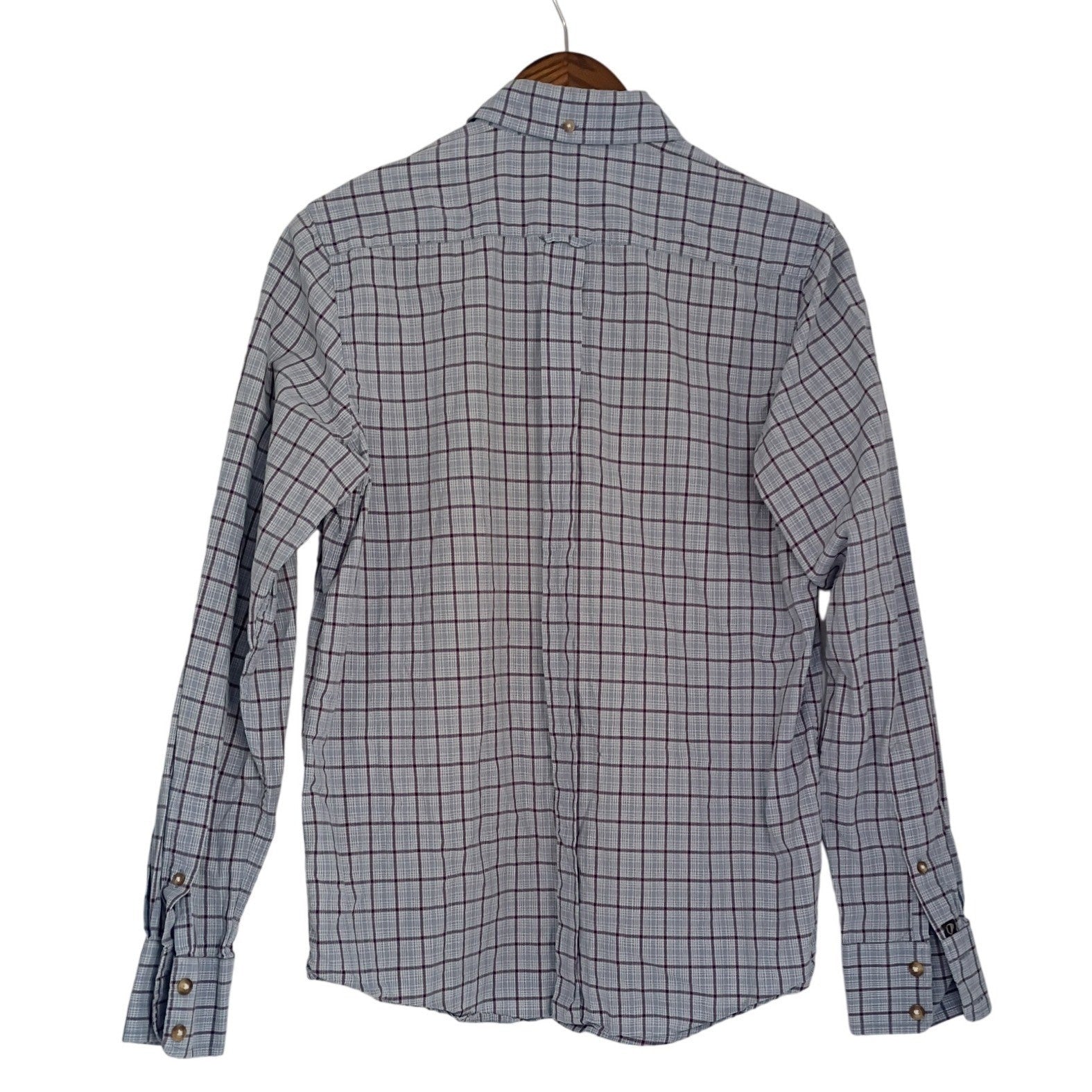Plectrum by Renèe Cifelli Windowpane Check Shirt Blue Cotton Classic Casual S