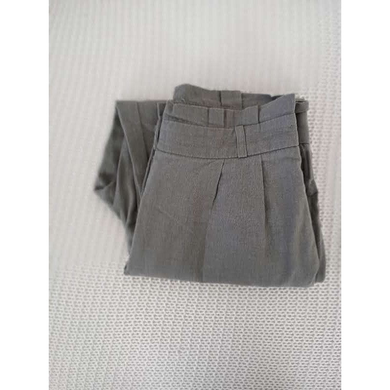 HAVE Los Angeles Linen Blend High Waisted Pleated Trousers Olive Green Sz Mx27